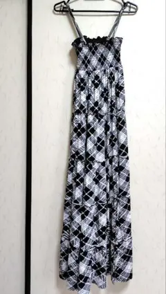 キャミワンピース ブラック・ホワイト チェック
