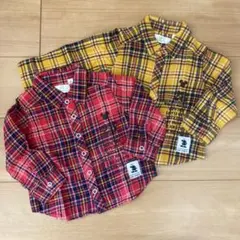 【値下げしました】Disney ミッキー チェックシャツ 90cm 2枚セット