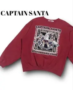 CAPTAIN SANTA トレーナー 長袖 ビッグプリント レッド サイズL