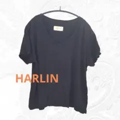 【夏物セール】HARLIN ブラック Vネック Tシャツ