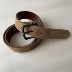 ブラウン スエード ベルト ブラックバックル