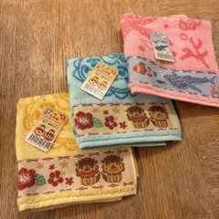 タオルハンカチ3枚セット（シーサー　沖縄）