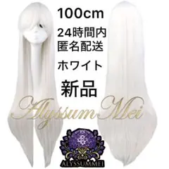 コスプレウィッグかつらロングストレート100cmホワイト白髪文化祭ハロウイン女装