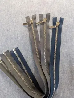 オープンファスナー 3本セット 44cm　シルバーメタル