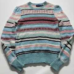 美品✨ラルフローレン マルチボーダー リネン ニット 春夏 QR 現行