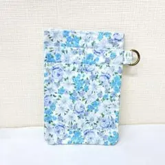 【人気】ラミネート生地☆ナースポケット☆オーガナイザー☆花柄♪ブルー