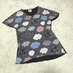 ScoLar スカラー 雲柄 総柄 Tシャツ 半袖 アート M