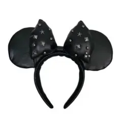 黒 ミニーマウス耳カチューシャ ロック ストーン