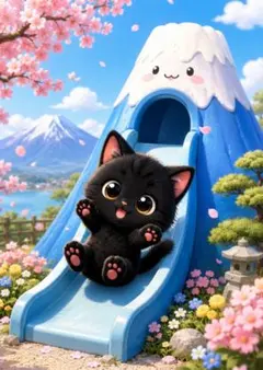 3枚で1200円】☆黒猫 ひまわり畑 イラスト - メルカリ