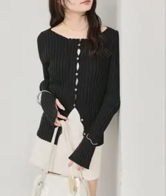 mystic＊ラウンドスリットリブカーディガン