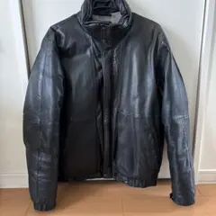 80s エディーバウアー レザーダウンジャケット ブラック 黒タグ