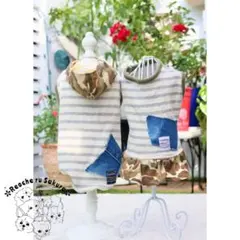 犬服 SS ハンドメイド 小型犬 わんこ服 シンプル オシャレ デニム 迷彩