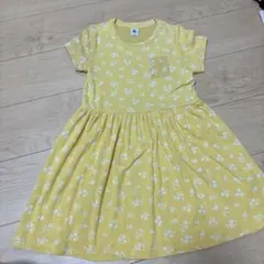 プチバトー Petit Bateau 花柄 半袖ワンピース 黄色