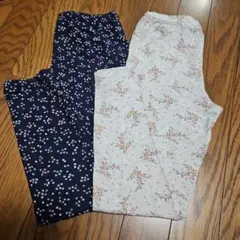 花柄レギンス2点セット ネイビー・グレー