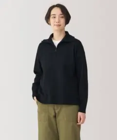 ブラック ハーフジップ ニットセーター