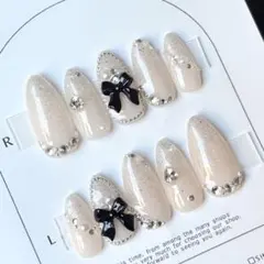現品イニシャル付】ネイルチップ♡ピンクベージュ 量産型地雷韓国ワン