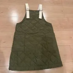 ブランシェス　キッズ キルティング ジャンバースカート カーキ