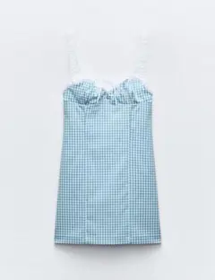 ZARA コントラスト ギンガムチェック柄 ワンピース　キャミワンピース