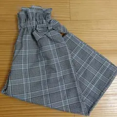 キッズ　ガールズ　チェック柄 ワイドパンツ リボン付き　130　女の子