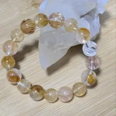 ✨金運★幸運を呼び込む✨ゴールデンヒーラー×ウェーブカット水晶ブレスレット