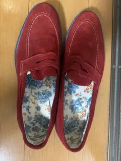 イタリア製　スウェード靴　赤