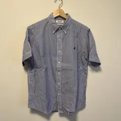 Gymphlex メンズシャツ　Mサイズ　ストライプ　ブルー
