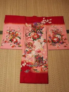 正絹　女児　七歳　七五三詣り　単品　鈴柄　赤ボカシ 正絹 女児 七歳 七五三詣り 単品 鈴柄 赤ボカシ - メルカリ