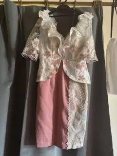 エレガントなナイトドレス ホワイト/ピンク