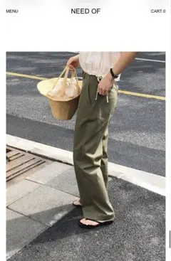 ounce Bene cotton washing pants olive sのサムネイル