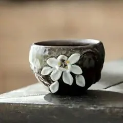 手作り陶器 中国茶器 花飾り付き