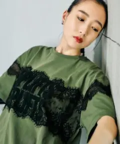LEPSIM レプシィム 今季完売色ロゴレースＴシャツ カーキのサムネイル