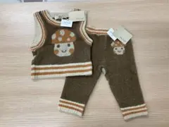 kids zoo キノコデザイン ベストニットセット サイズ70