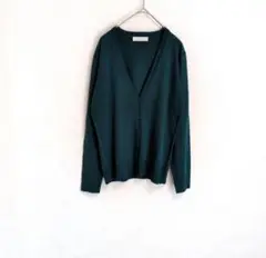 Season flow　 Ｖネック　カーディガン　シンプル　ダークグリーン　M