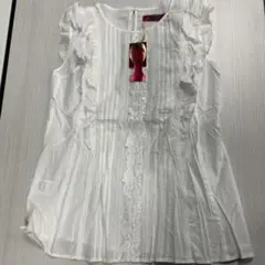 【新品】ANNA SUI ホワイト フリル ノースリーブシャツ