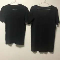 黒 薄手 ブラック メンズ シンプル Tシャツ 2枚セット 半袖 M L