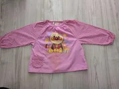 アンパンマン　スモック　ピンク　チェック　長袖　ポケットつき　幼稚園　保育園