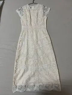 アイボリー レース ワンピース ひざ丈 半袖