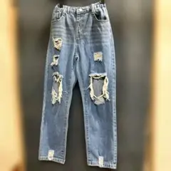 シーン　SHEIN キッズ　クラッシュ　デニム