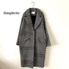 Z10-163 Simplicite チェック柄チェスターコート グレー