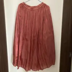 GU オレンジ　プリーツロングスカートのサムネイル