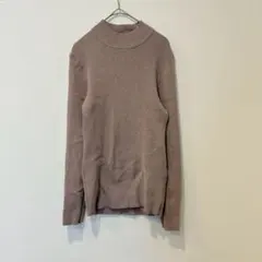 .リブニット セーター 長袖 ハイネック　ブラウン 茶色　L トップス　大きい