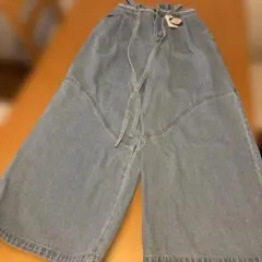 新品未使用品タグ付き　サマンサモスモス　デニム切替ワイドパンツ　サックスのサムネイル