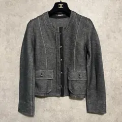 HIROKO BIS ノーカラージャケット グレー レディース 7号