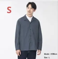 GU オープンカラーシャツ Sサイズ ブルー （加工あり）