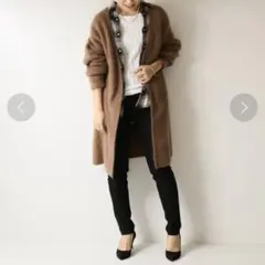 スピック&スパン　 畦ロングカーディガン　ブラウン　ふわふわ
