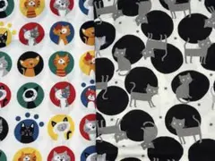 SALE ネコ柄　un/noシーチング生地他　生地合計1m