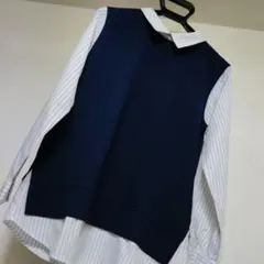 CINEMA CLUB (シネマクラブ)ベスト付きデザイン長袖シャツ　Ｌ