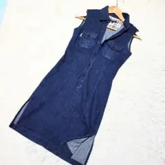 【希少】バーバリーロンドン ノースリーブデニムワンピース ノバチェック