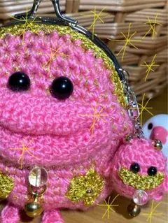 ✨New✨パクパクモンスター風コロコロがまぐちポーチ(チビパクチャーム付き)