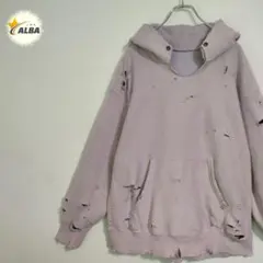 パーカー　ダメージ加工　リメイク　ヴィンテージ　オーバーサイズ　プルオーバー